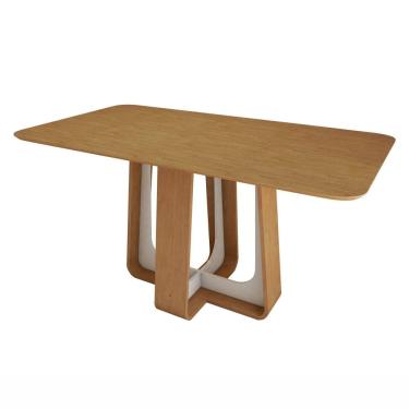 Imagem de Mesa de Jantar Retangular 170cm Tampo MDF Sintonia Amêndoa Clean/Off White/Amêndoa Clean