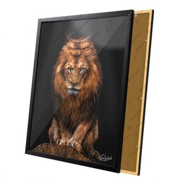 Imagem de Quadro Leão da Tribo de Judá Jesus Religioso Moldura e Vidro - Complet