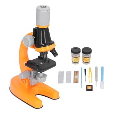 Imagem de Kit de Microscópio Infantil LED 1200X Slides de Amostra de Microscópio Científico Brinquedo Educacional Aniversário para Crianças (Laranja)