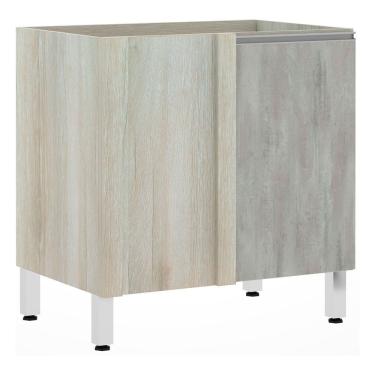 Imagem de Balcão Sem Tampo De Canto Reto Luciane 80cm Lis Legno Crem e Concreto