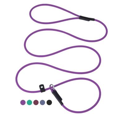 Imagem de Coleira deslizante para cães - 1,8 m roxa impermeável PVC trelas de treinamento para cães trelas de treinamento coleira deslizante de longa duração para animais de estimação pequenos, grandes e médios