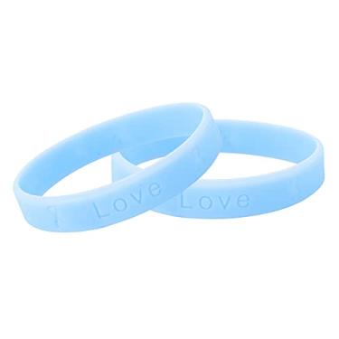 Imagem de Pulseiras de silicone azul claro – Pulseiras de borracha azul claro para câncer de próstata, trissomia 18, amortecimento, conscientização da esclerodermia, doença de Graves, arrecadação de fundos e