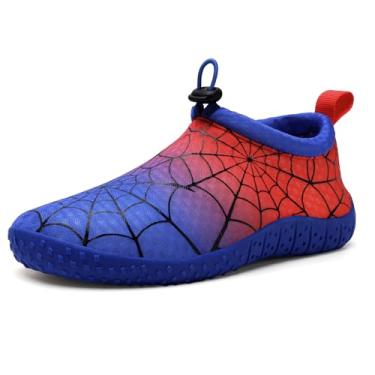Imagem de WateLves Meias aquáticas para crianças, meninos e meninas, secagem rápida, leves, antiderrapantes com sola grossa flexível para praia, piscina, surfe, Vermelho/azul, 16