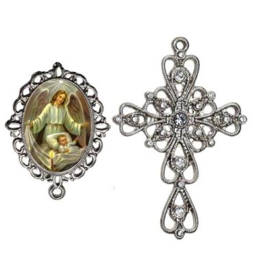 Imagem de Crucifixo Arabesco Terço de Noiva Relicario Anjo da Guarda Peças para 