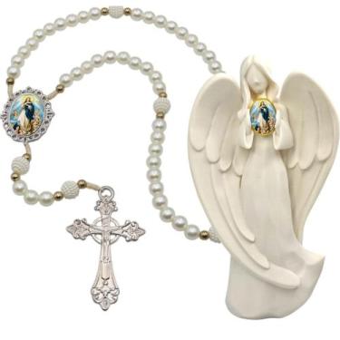 Imagem de Terço Oraçao Luxo com Imagem Anjo Nossa Senhora da Conceição Decoração