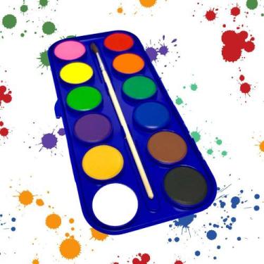 Imagem de Tinta Aquarela em Pastilha Estojo 12 Cores Vibrantes com Pincel - Cis 