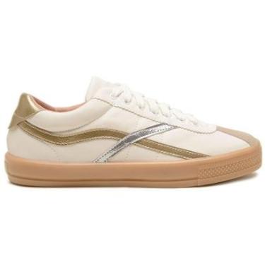 Imagem de Tênis Feminino Byara Branco Prata Dourado Toque Fashion 2025 Cor:;Tamanho:36-Feminino