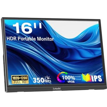 Imagem de Lrtzcbi Monitor Portátil De 16", Externo Para Laptop Com Tela Hdr 1200P E Porta Usb-C Hdmi, Monitores Viagem Laptop/Pc/Celular/Xbox/Mac/Ps4/5, Alto-Falantes Integrados
