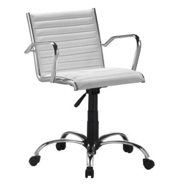 Imagem de Cadeira Escritório Giratória Branca Diretor Alezzi Cromada