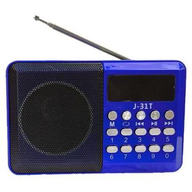 Imagem de Rádio Portátil Fm Bluetooth Usb Sd Recarregável Altomex J-31T Azul - K