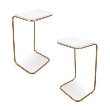 Imagem de Kit 02 mesas lateral tampo branco multi- - JR Metalurgica