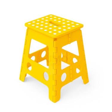Imagem de Banqueta Dobrável Alta em Plástico Reforçado 43cm Portátil para Cozinh
