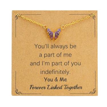 Imagem de SOPIFY Colar feminino com pedra do mês de nascimento de borboleta, dourado, delicado para mãe, filha, irmã, avó, neta, amigas, melhores presentes de pedra do mês de nascimento, Adjustable, Cobre, Sem