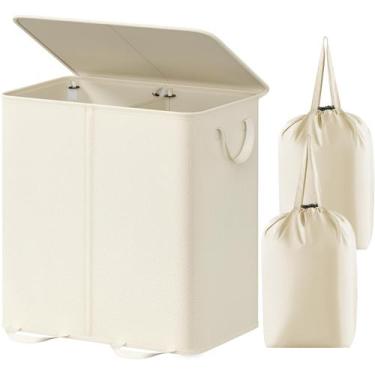 Imagem de Cesto de roupa suja Lifewit Double com tampa e sacos removíveis 136L