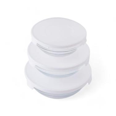 Imagem de Conjunto de Potes Bowls de Vidro com Tampa 3 Unidades Branco