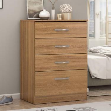 Imagem de Cômoda Estelí 4 Gavetas Amêndola Touch - Pnr Móveis, Bege, Moderno