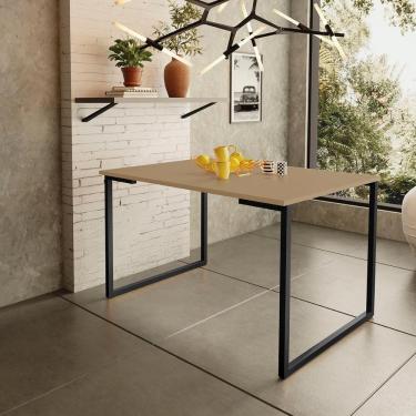 Imagem de Mesa De Jantar Steel Estilo Industrial Pés De Aço 120x80cm Preto/Fendi
