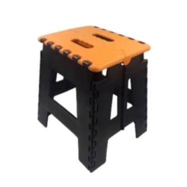 Imagem de Banquinho Banqueta Dobrável De Plástico Até 100 Kg Resistente Para Viagem