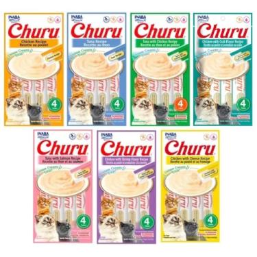 Imagem de Kit 07 Churu Petisco Para Gatos Vários Sabores Escolher Inaba - 28 Tubetes (Kit 7 unid. (28 Tubetes), Sortidos)