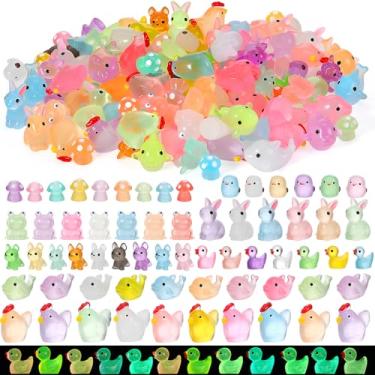 Imagem de GGSTDDUP 190 PCS Luminous Mini Resin Ducks Tiny Glow in The Dark Duck/Chickens/Rabbit/Frogs/Dolphin/Mushroom/Puppy/Resin Miniature Animals for Landscape Dollhouse Garden Decoration