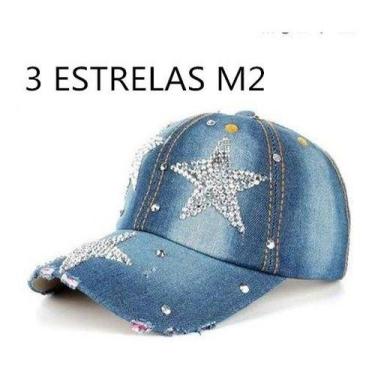 Imagem de Bone Jeans Com Strass  Pedrinha Estilo Pop Moda Feminino - Mrvendas, U