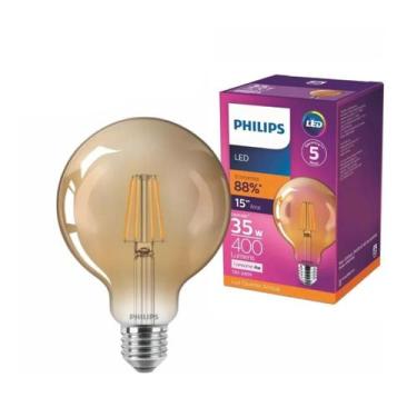 Imagem de Kit 4 lampadas filamento globo led 4w g93 400lm philips, 127/220V, BRA