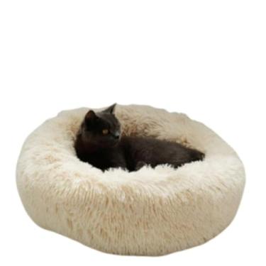Imagem de CAMA PET DONUT NUVEM PELUCIA P REDONDA CAMINHA PELUCIADA NINHO CASINHA CASA COLCHONETE CÃO GATO 40CM (CREME,G)