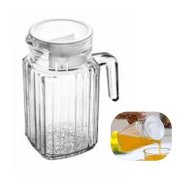 Imagem de Jarra Pequena Para Porta De Geladeira De Vidro Com Tampa Em Plástico B