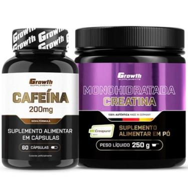 Imagem de Cafeina Pura 200mg 60 Caps + Creatina 250g Creapure Growth