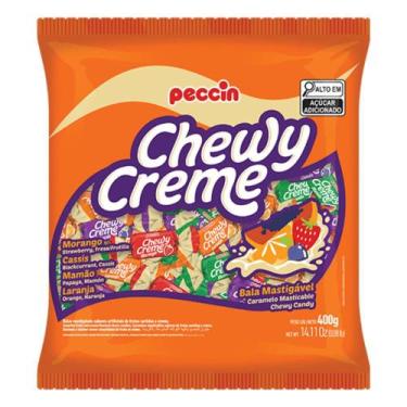 Imagem de Bala mastigável Chewy Creme Sabor Frutas Sortidas Peccin Pacote 400gr