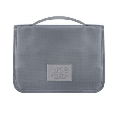 Imagem de Nécessaire Com Divisórias Cabide- Material Impermeável Cinza - Plat1