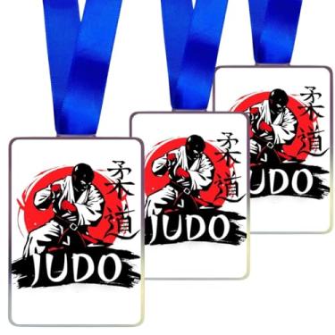 Imagem de Kit 10 Medalhas para Premiação Personalizadas em Judô Esportivas, com Fita Azul