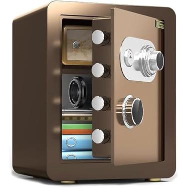 Imagem de Cofre De Documentos Para Escritório E Casa Caixa De Segurança De Dinheiro Com Trava De Segurança Mecânica Grande Armário De Segurança, Coffee, L*W*H-43cm*36cm*70cm