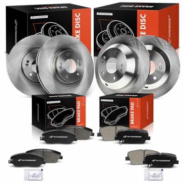 Imagem de A-Premium Kit De Rotores Freio A Disco Dianteiros Ventilados E Traseiros Sólidos + Pastilhas Cerâmica Compatíveis Com Modelos Hyundai Selecionados - Santa Fe 2013, 2014, 2015 2016, Conjunto 12 Peças