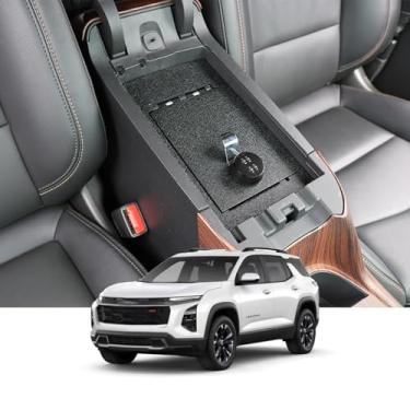 Imagem de YOULAI Cofre de arma de console central - Cofre de arma compatível com Chevrolet Equinox 2018-2024, caixa de bloqueio de apoio de braço de alta segurança com trava de combinação de 4 dígitos com chave