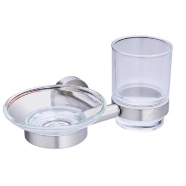 Imagem de XVL Suporte de escova de dentes de parede e saboneteira de aço inoxidável SUS304 escovado com duas funções