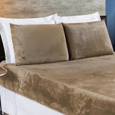 Imagem de Jogo de Cama Biasoft Queen 03 Peças Manta - Cáqui - Bia Enxovais