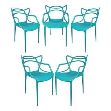 Imagem de Kit 5 cadeiras allegra azul turquesa - AJ