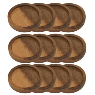 Imagem de Kit 12 Bolachas Porta Copos Apoio de Madeira