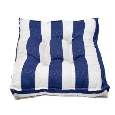 Imagem de Kit 2 Futon 45x45 Almofada Assento Turco Colorido(Listrado Azul)