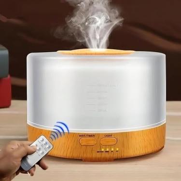 Imagem de Umidificador Difusor Aromatizador Purificador De Ar 500Ml Ultrassônico Com Controle E Luz De Led 7 Cores Bivolt. Para óleos essenciais.