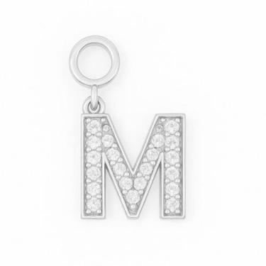 Imagem de Berloque Letras Cravejado 1,5cm em Prata 925 - Sem marca, M