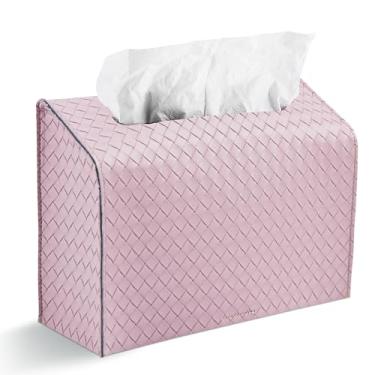 Imagem de LIZIMANDU Capa de couro para caixa de toalha de mão de papel descartável, compatível com toalha de mão de papel Kleenex (1-roxa)