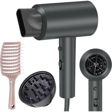 Imagem de Secador de cabelo Dongxw 1600W Ionic com difusor cinza leve