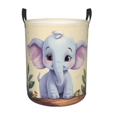 Imagem de Cesto de lavanderia fofo de elefante, dobrável, impermeável, cesto de armazenamento de roupas com alças, pano Oxford, organizador de brinquedos, cesta para banheiro, lavanderia, quarto, pequeno