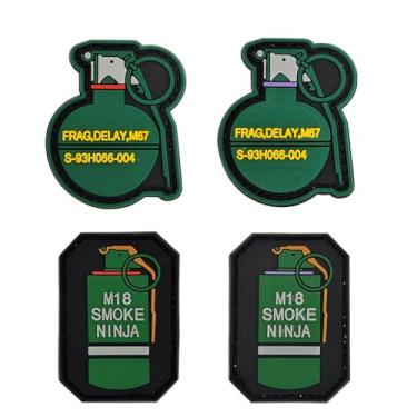 Imagem de Adesivos militares táticos (pacote com 4), fecho de gancho, emblemas de moral para mochilas, capacetes e equipamentos táticos (M18 Smoke Ninja)