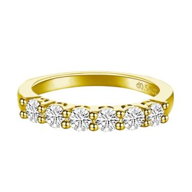 Imagem de Fook Doll 0,36-0,9 quilates (ctw) 14K sólido branco ou amarelo ou ouro rosa redondo LAB GROWN diamante seis pedras anel feminino eternidade casamento aniversário de casamento coleção ultra premium