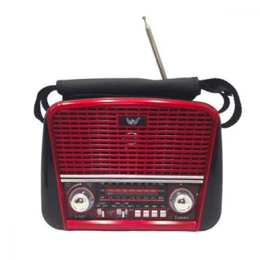 Imagem de Rádio Retro 3w Bluetooth 5.1 Com Lanterna Jd-107 - Altomex, Vermelho