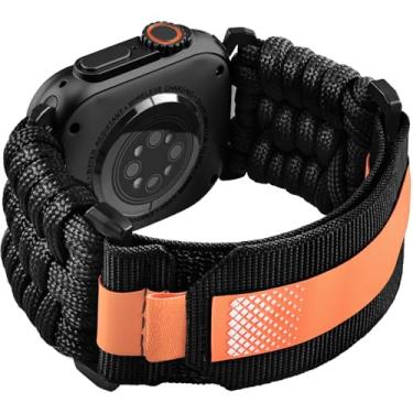 Imagem de KOREDA Pulseira masculina de nylon resistente para Apple Watch Ultra 2/1 de 49 mm, 46 mm, 45 mm, 44 mm e 42 mm, tática trançada de nylon militar para iWatch séries 10/9/8/7/6/5/4/3/2/1/SE