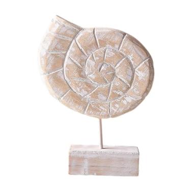 Imagem de ShengQuanHao Estátua de Decoração de Praia Feita de, Estátua de Mesa, Motivo de Praia, Estatueta Feita à Mão, Enfeite de Mesa para Escritório, Cozinha, Banheiro, Forma de Concha, Tamanho real